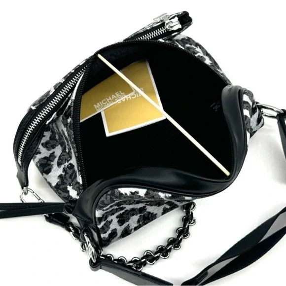 Michael Kors Medium Slater Sling Pack Chain Messenger Crossbody Bag Black Multi - Picture 7 of 11